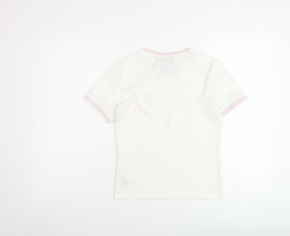 Jack Wills Womens White Cotton Basic T-Shirt Size 8 Crew Neck