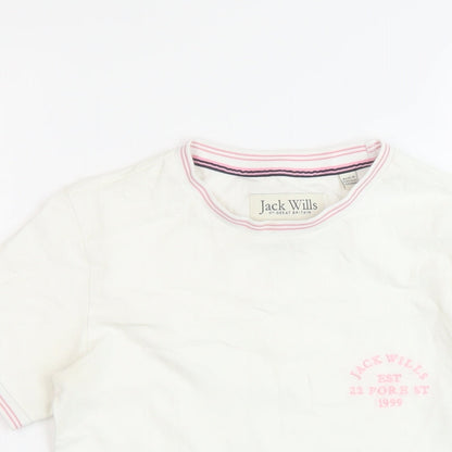 Jack Wills Womens White Cotton Basic T-Shirt Size 8 Crew Neck