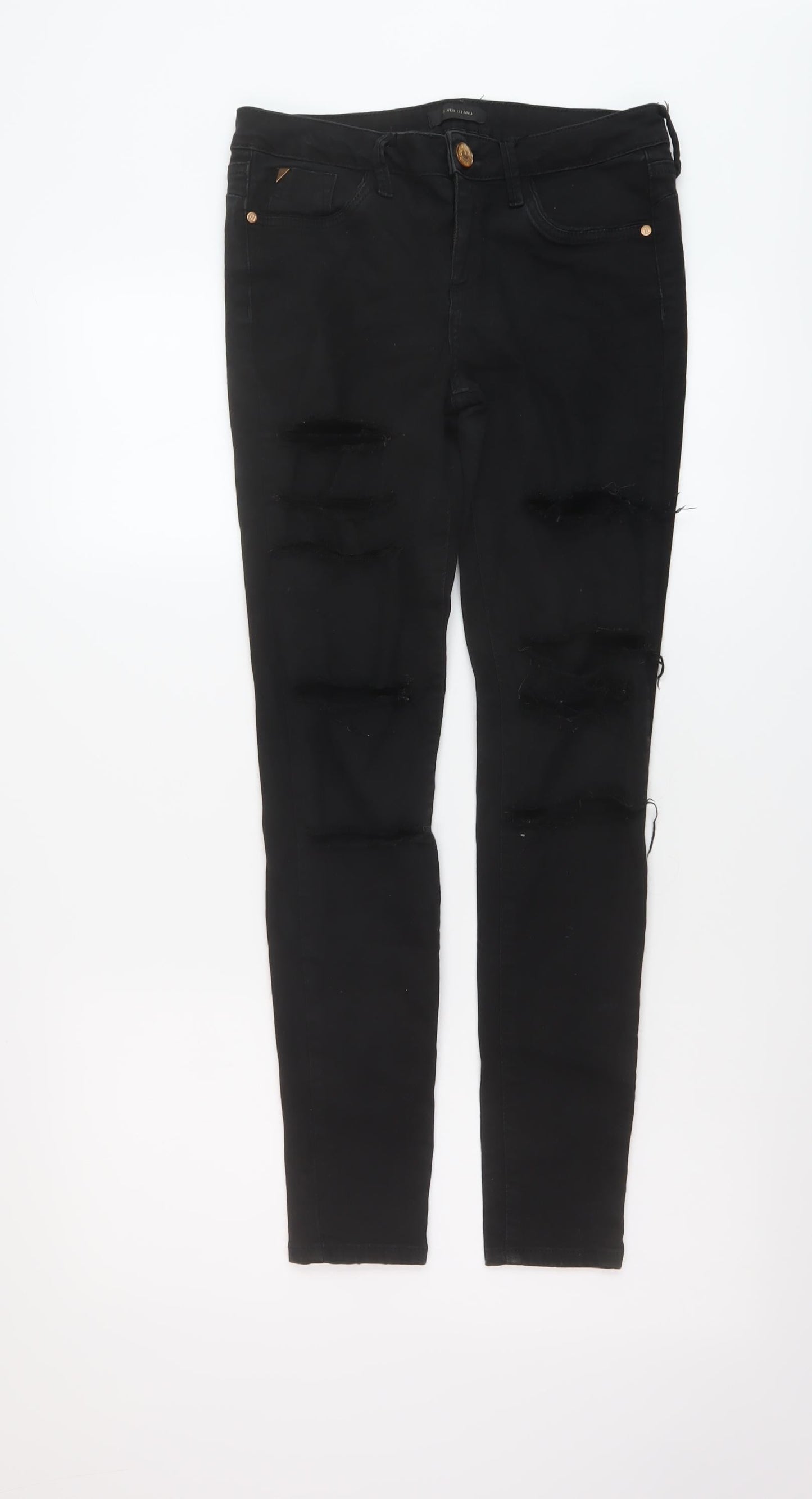 River Island Womens Black Cotton Skinny Jeans Size 10 L28 in Regular Button