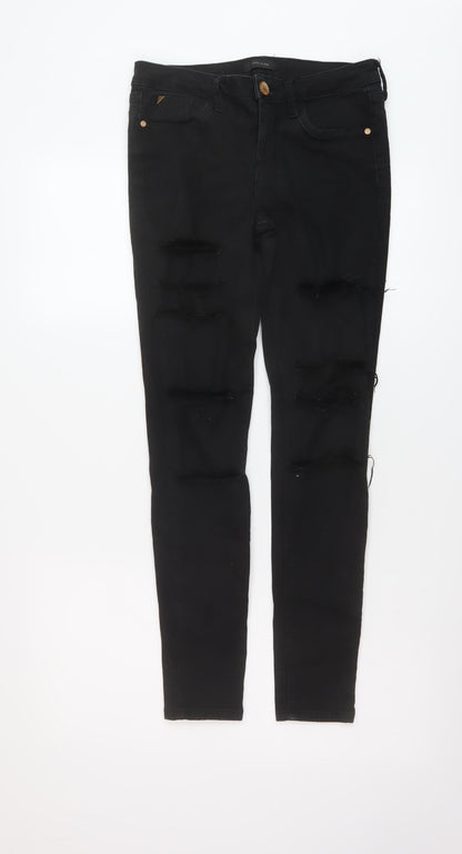 River Island Womens Black Cotton Skinny Jeans Size 10 L28 in Regular Button
