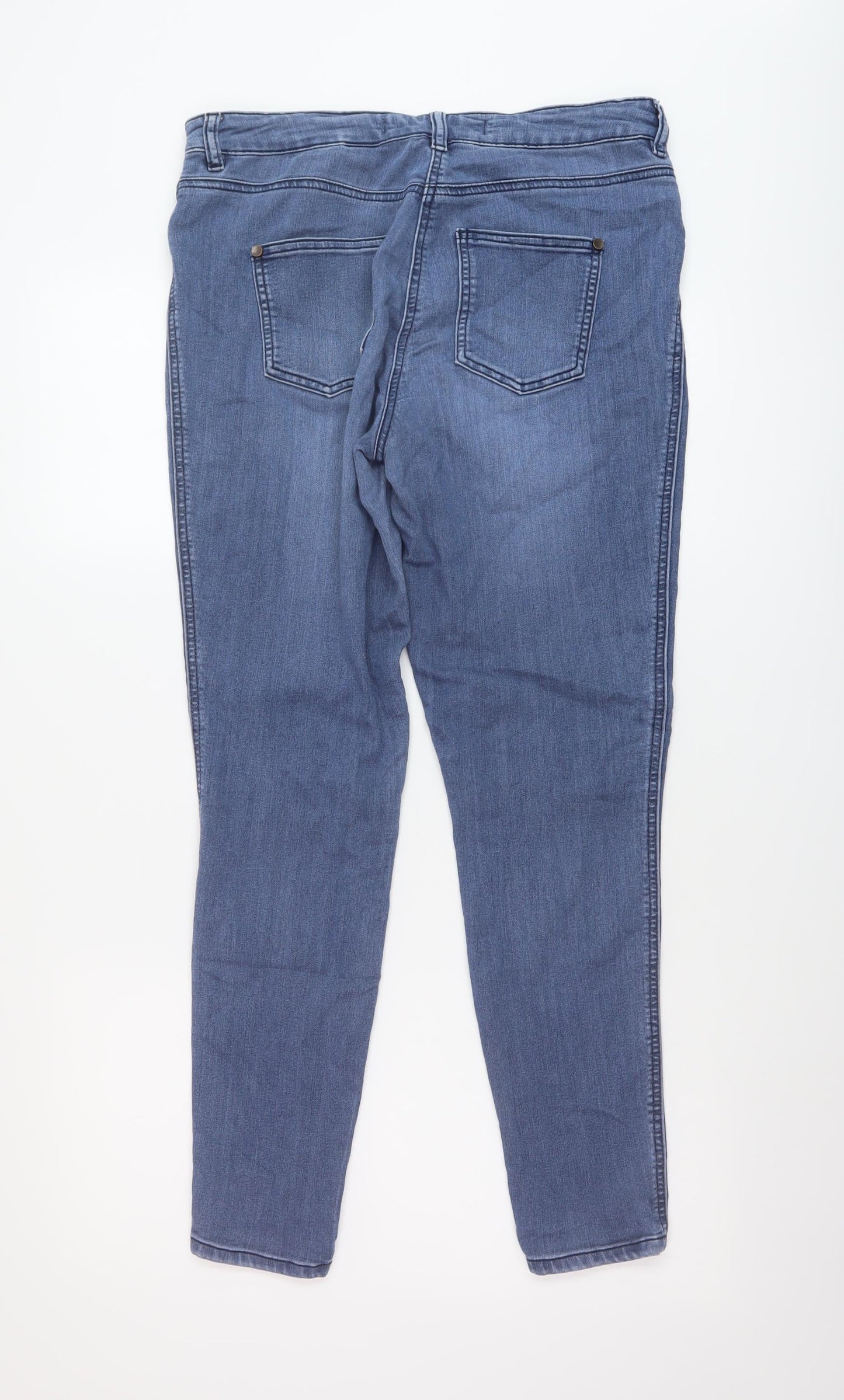 NEXT Womens Blue Cotton Skinny Jeans Size 12 L29 in Regular Button
