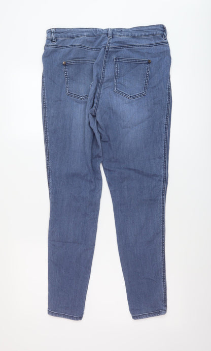 NEXT Womens Blue Cotton Skinny Jeans Size 12 L29 in Regular Button