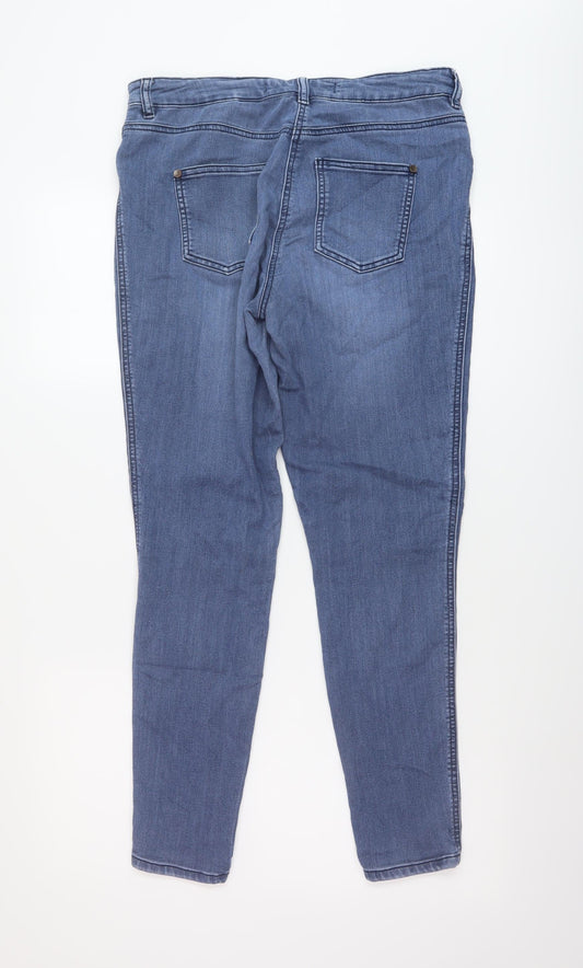 NEXT Womens Blue Cotton Skinny Jeans Size 12 L29 in Regular Button