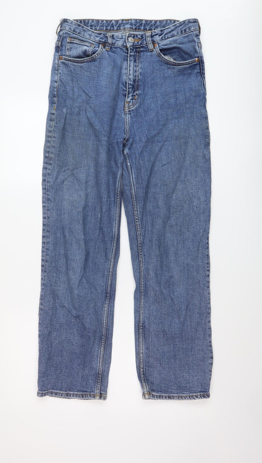 Monki Womens Black Cotton Straight Jeans Size 28 in L28 in Regular Button