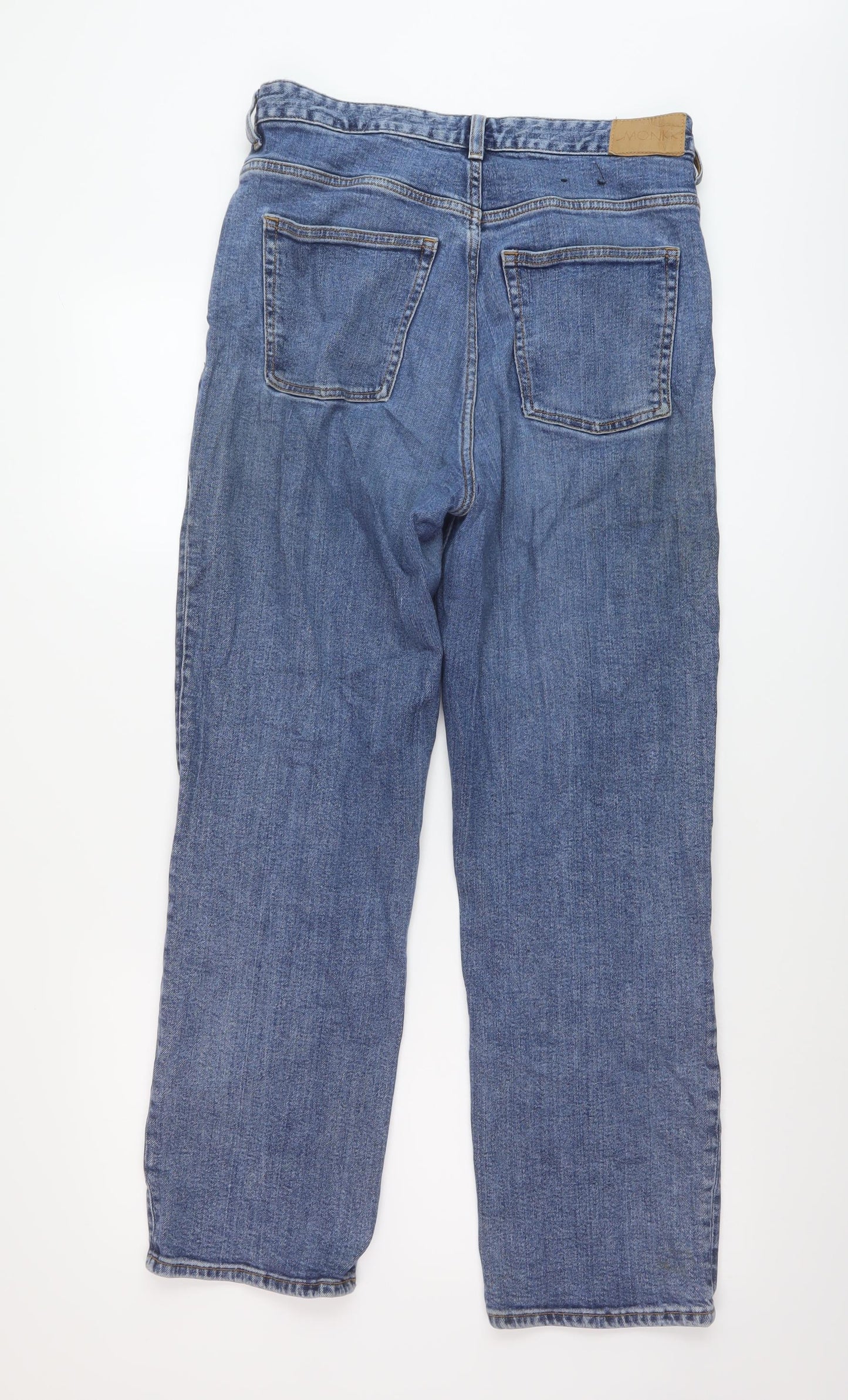 Monki Womens Black Cotton Straight Jeans Size 28 in L28 in Regular Button