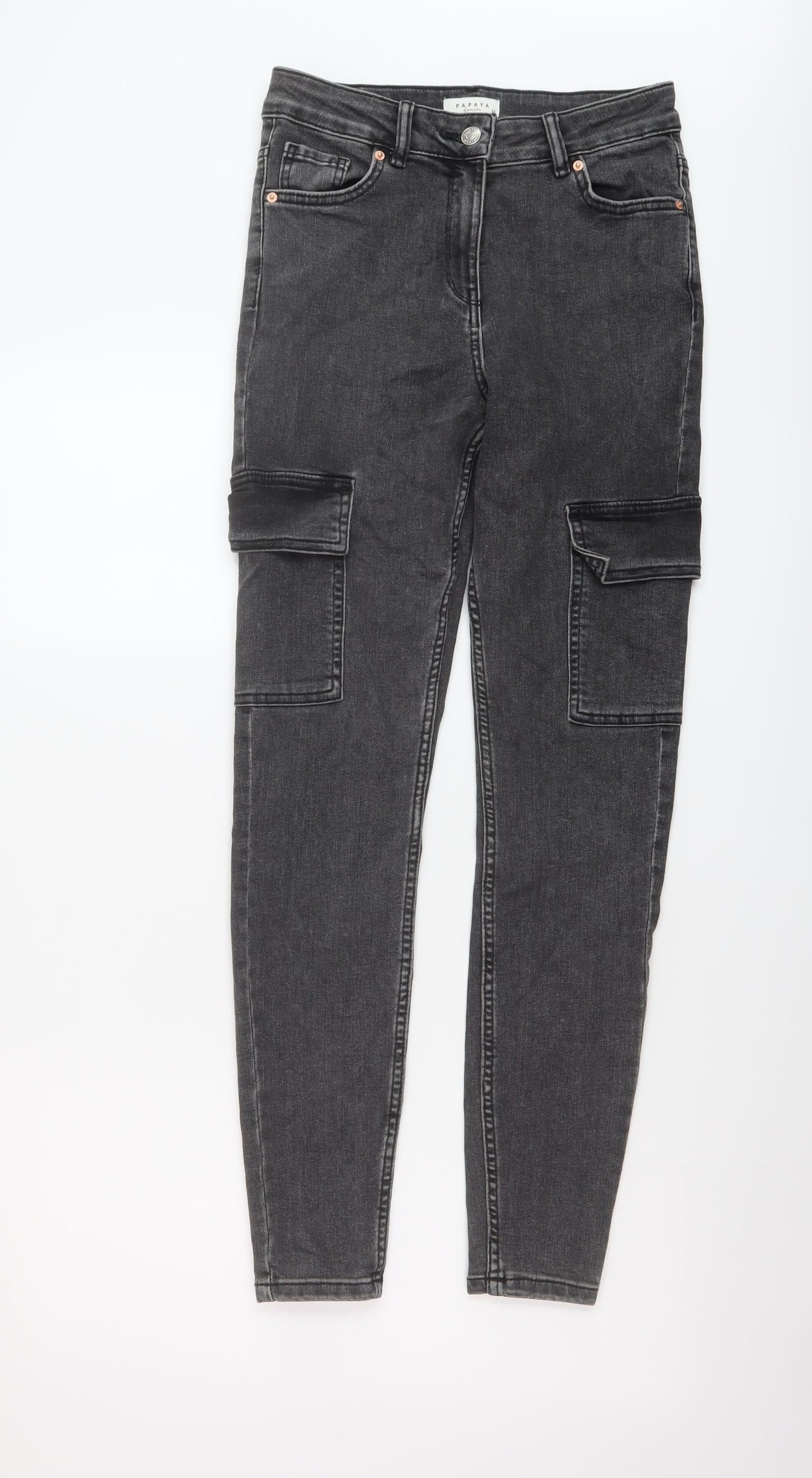 Womens UK Size 12 Papaya Regular Fit Skinny Grey Jeans