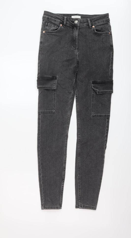Womens UK Size 12 Papaya Regular Fit Skinny Grey Jeans