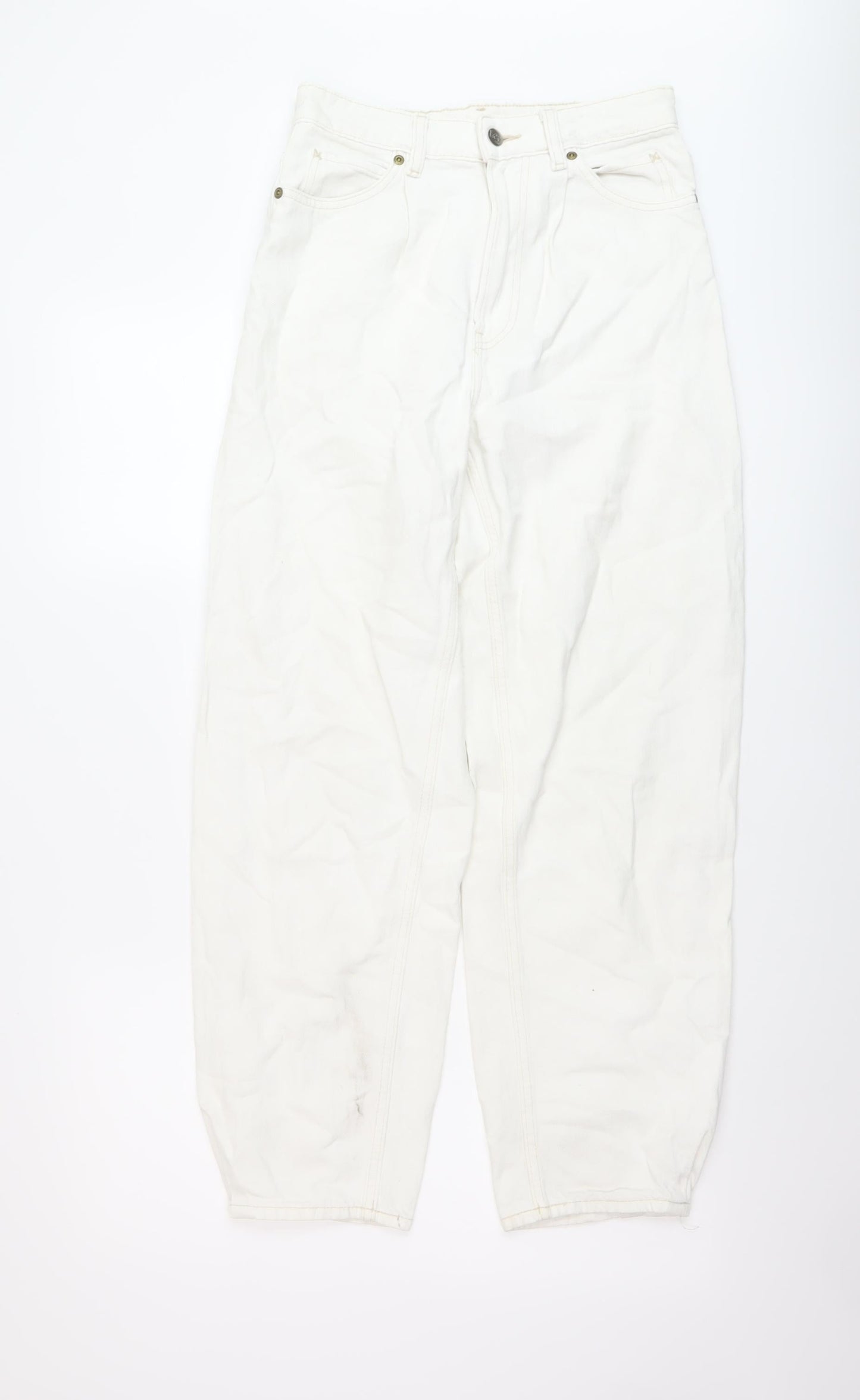 Lee Womens White Cotton Mom Jeans Size 26 L27 in Regular Button