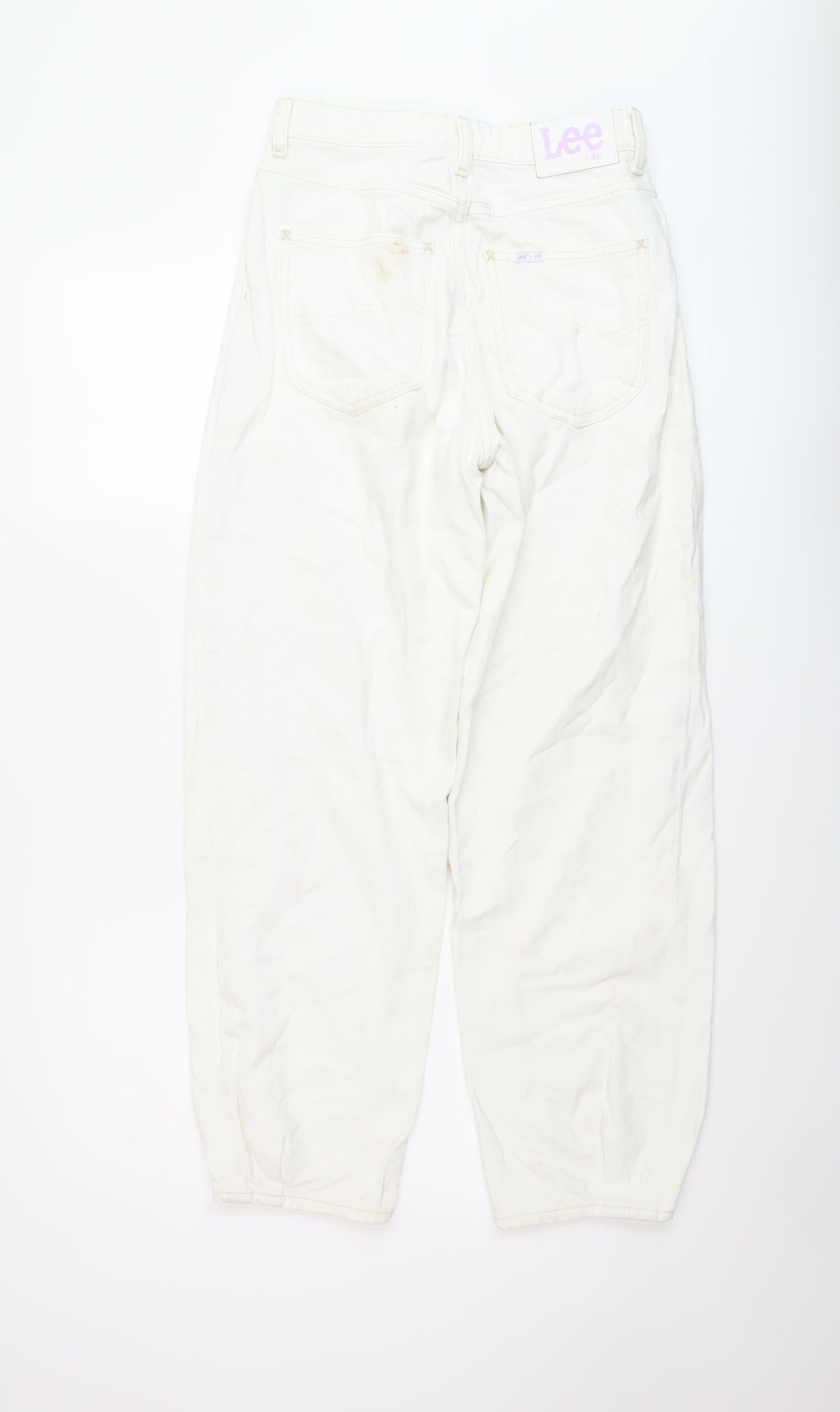 Lee Womens White Cotton Mom Jeans Size 26 L27 in Regular Button