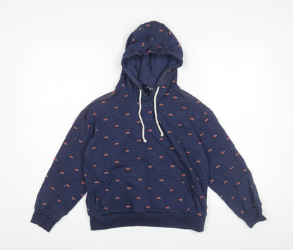 Umbro Womens Blue Geometric Cotton Pullover Hoodie Size XS Pullover - Drawstring Back Logo