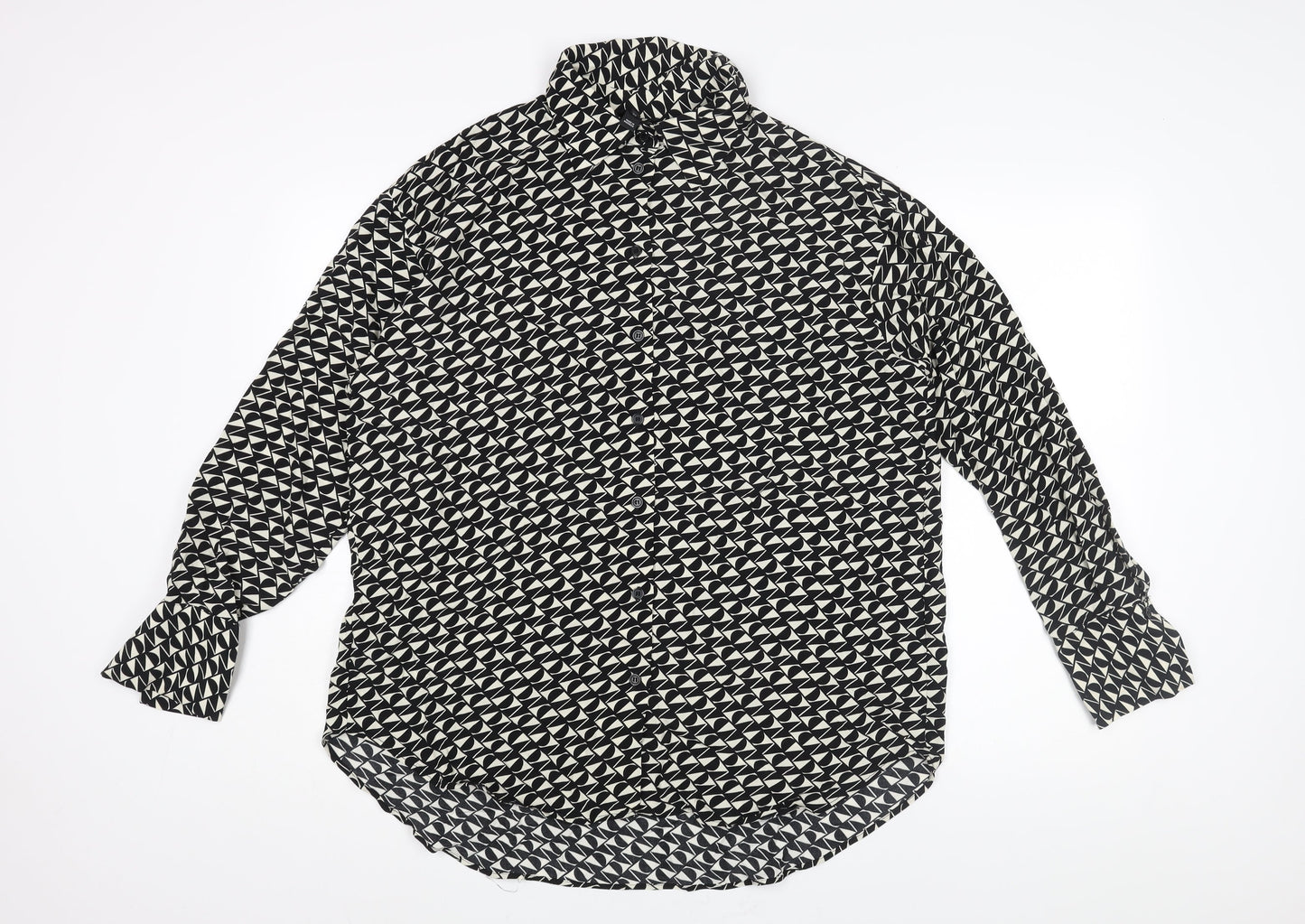 Womens UK Size 10 River Island Black Basic Button-Up