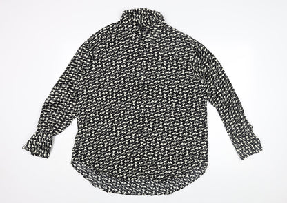 Womens UK Size 10 River Island Black Basic Button-Up