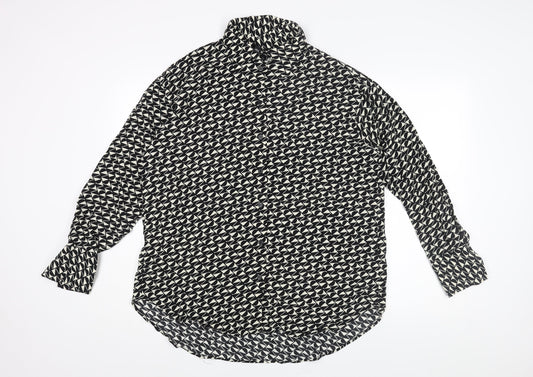 Womens UK Size 10 River Island Black Basic Button-Up