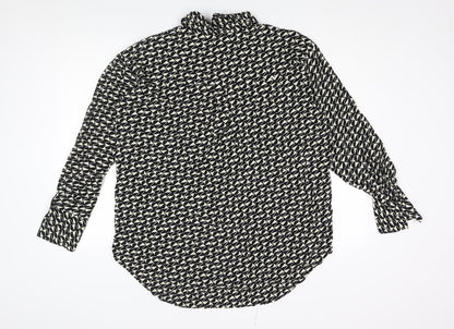 Womens UK Size 10 River Island Black Basic Button-Up