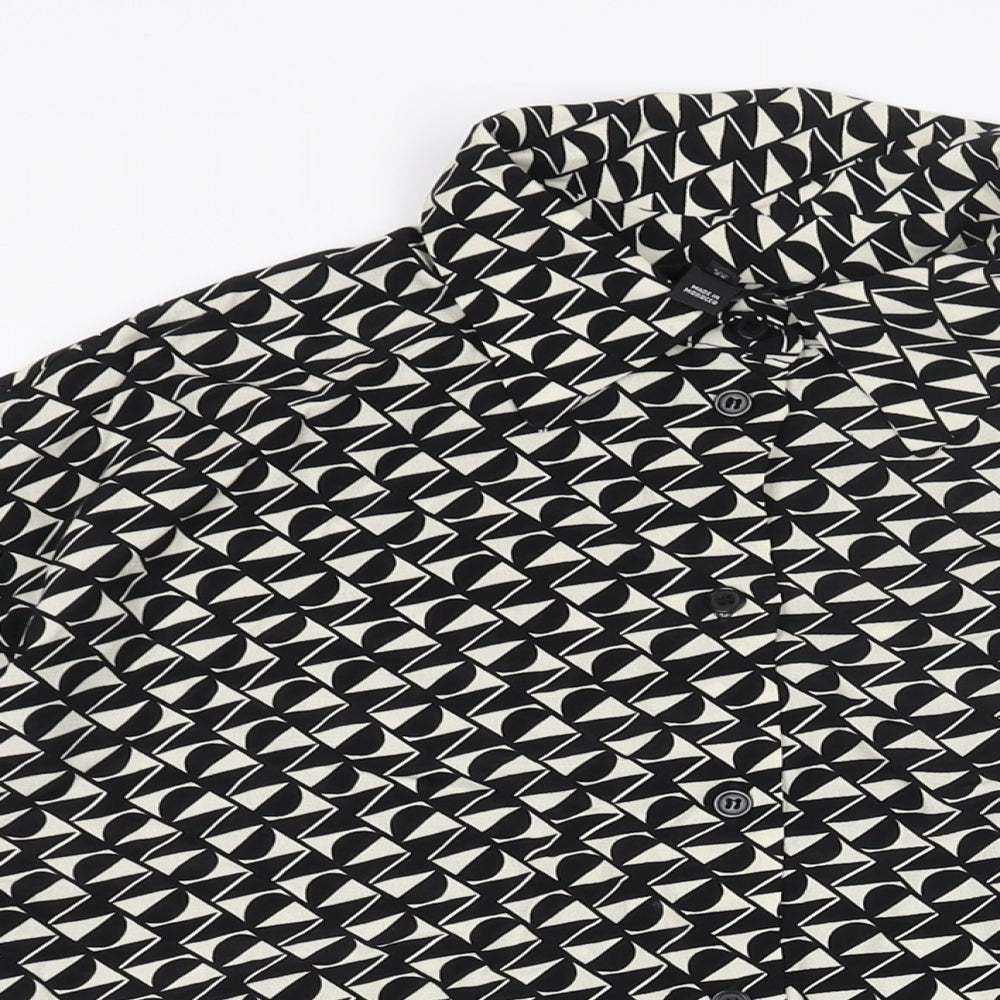 Womens UK Size 10 River Island Black Basic Button-Up