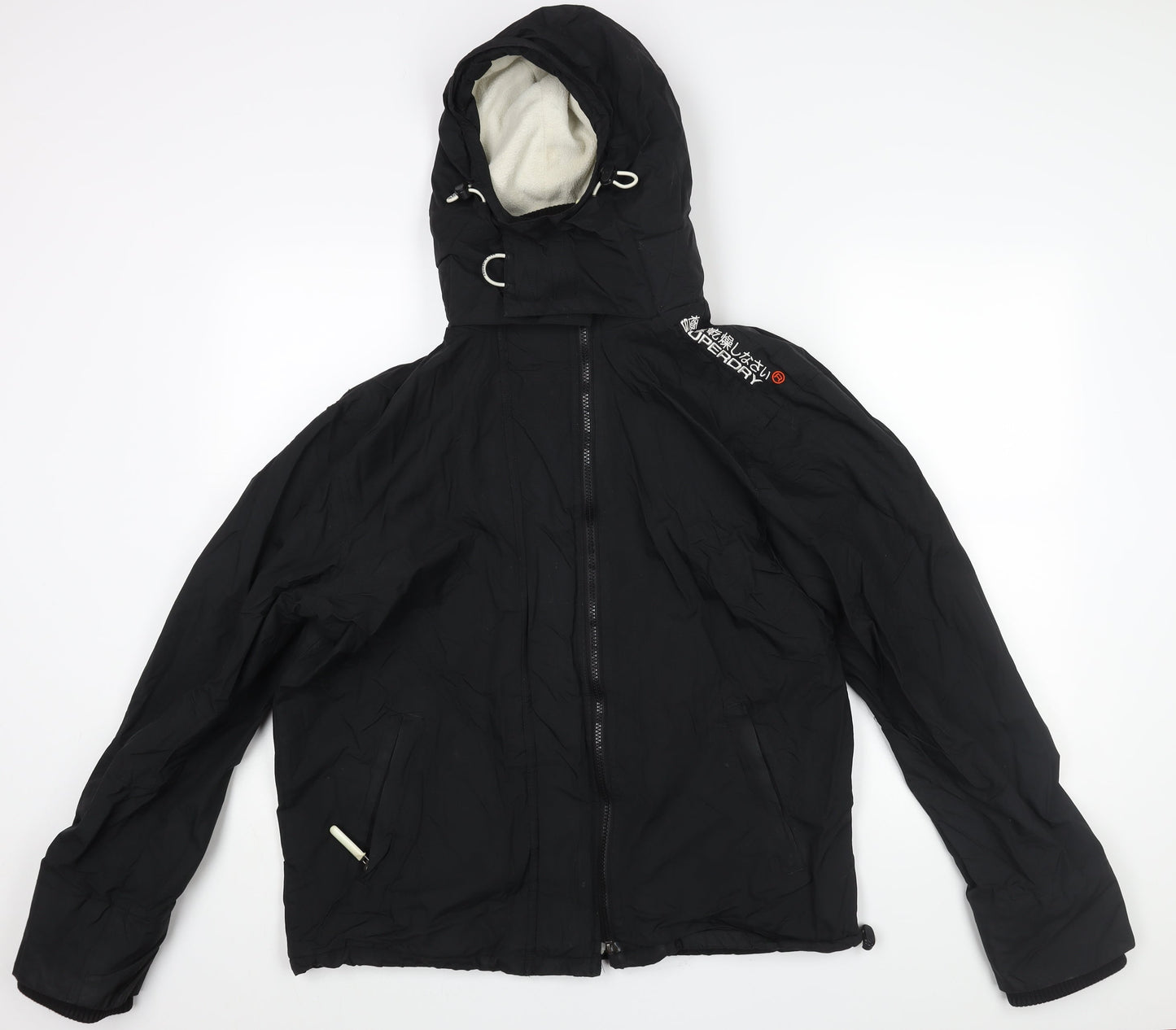 Mens UK Size XL Superdry Black Rain Coat