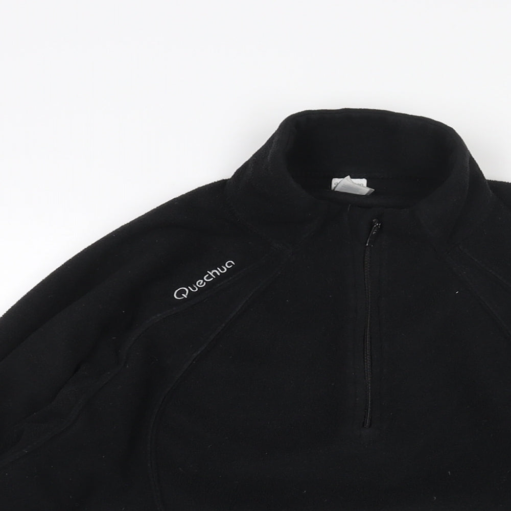 Quechua Womens Black Polyester Pullover Sweatshirt Size L Zip - Logo