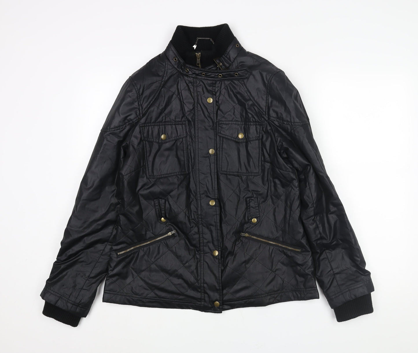 Womens UK Size 12 Marks and Spencer Black Quilted Coat