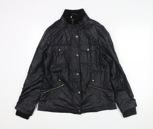 Womens UK Size 12 Marks and Spencer Black Quilted Coat