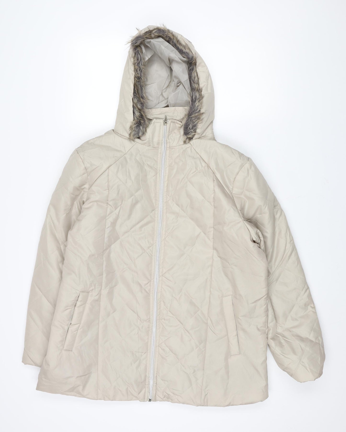 Womens UK Size M Anne De Lancay Beige Parka Coat