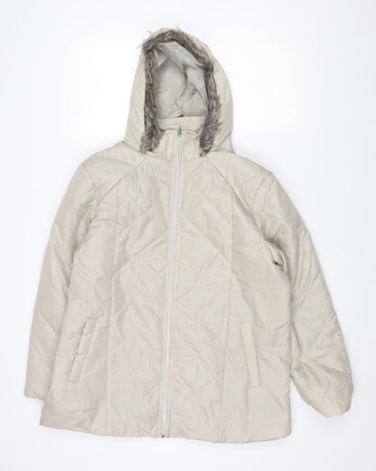 Womens UK Size M Anne De Lancay Beige Parka Coat
