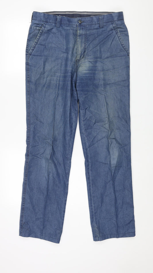 Mens UK Size 34 in RE&X Regular Fit Straight Blue Jeans