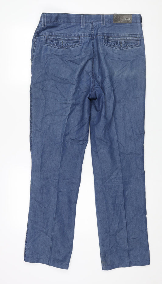Mens UK Size 34 in RE&X Regular Fit Straight Blue Jeans