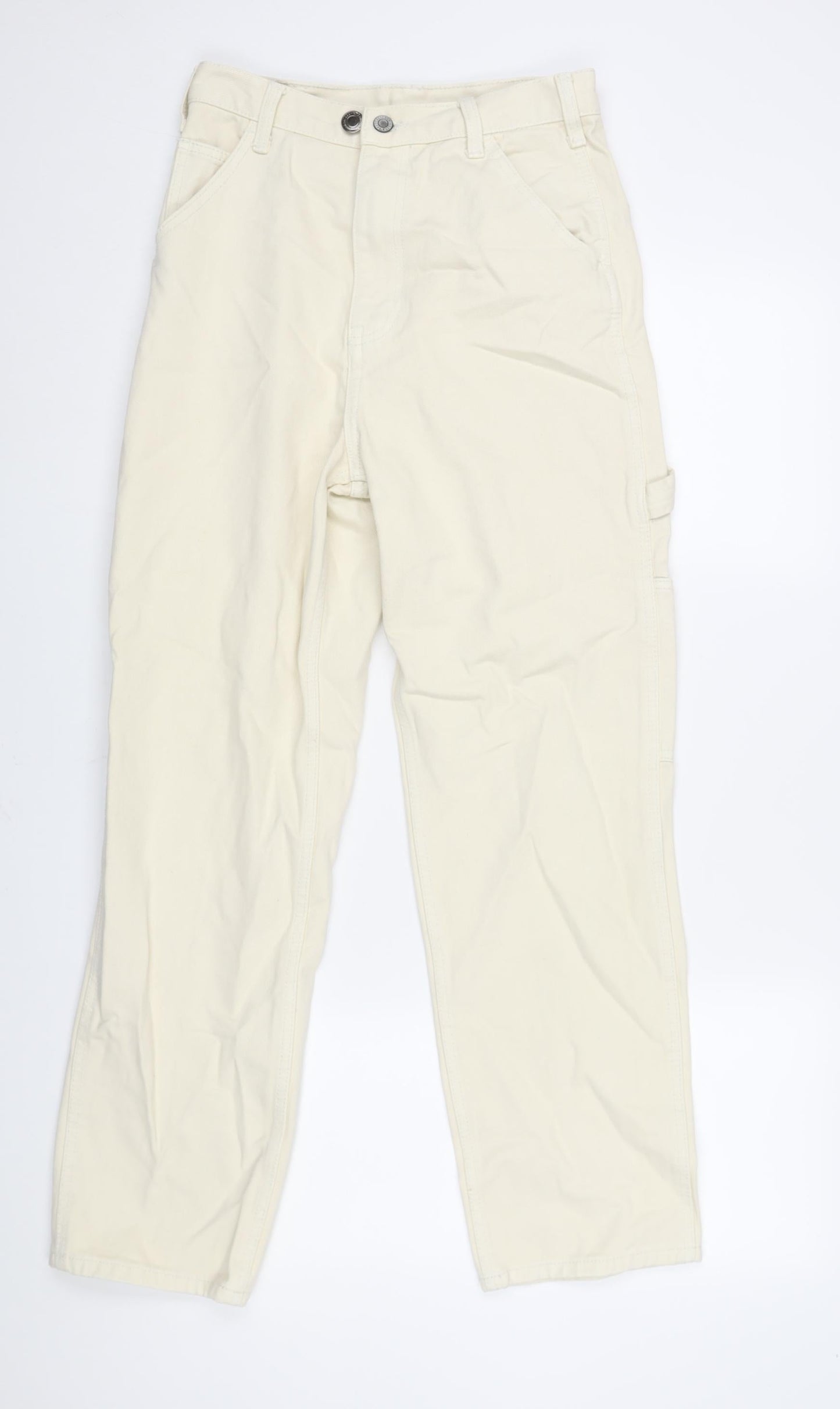 J. Galt Womens Ivory Cotton Boyfriend Jeans Size M L28 in Regular Zip - Cargo Style