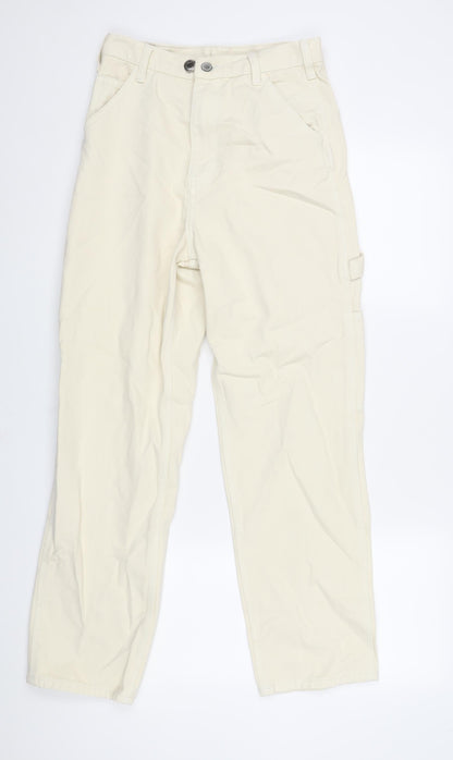 J. Galt Womens Ivory Cotton Boyfriend Jeans Size M L28 in Regular Zip - Cargo Style