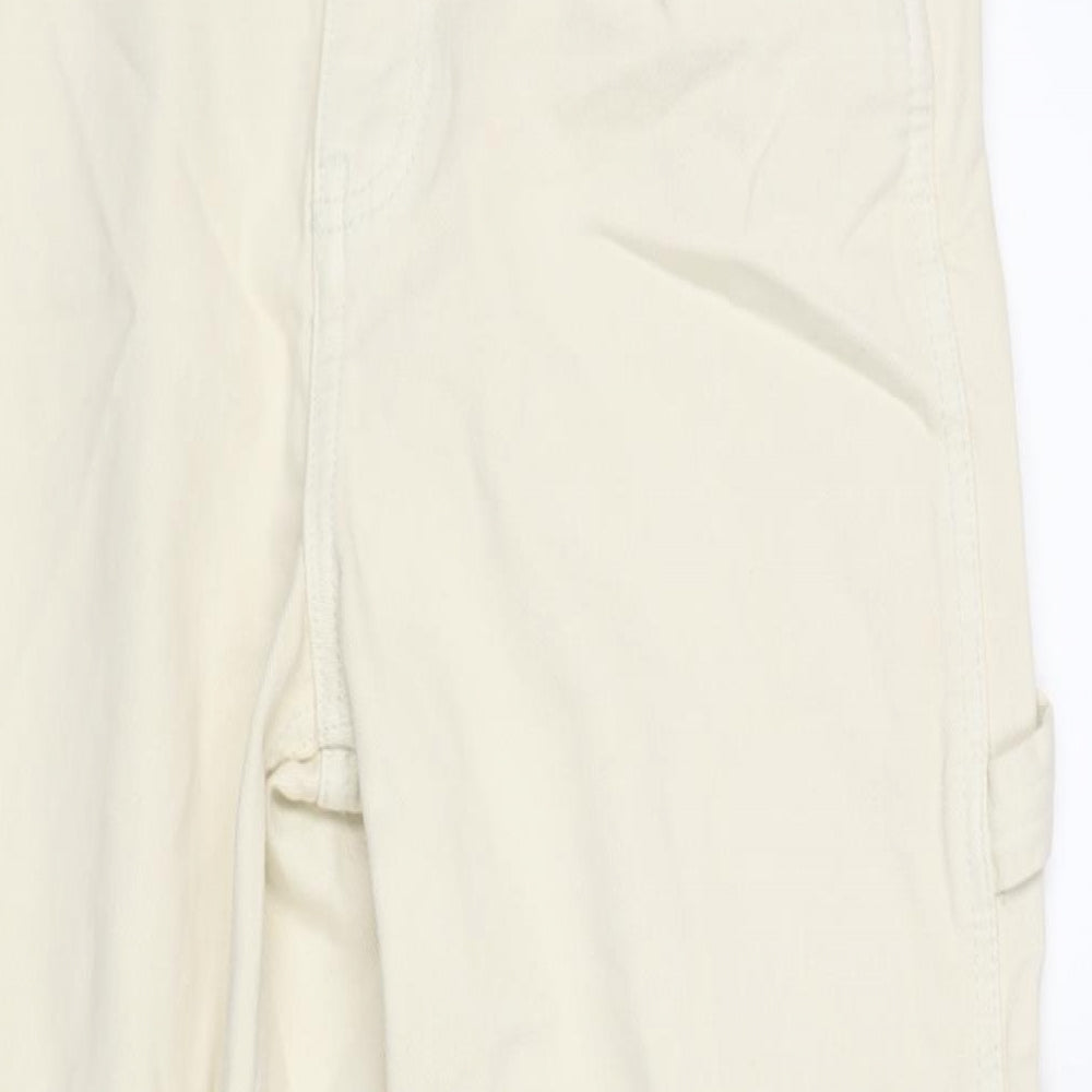 J. Galt Womens Ivory Cotton Boyfriend Jeans Size M L28 in Regular Zip - Cargo Style