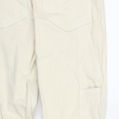 J. Galt Womens Ivory Cotton Boyfriend Jeans Size M L28 in Regular Zip - Cargo Style