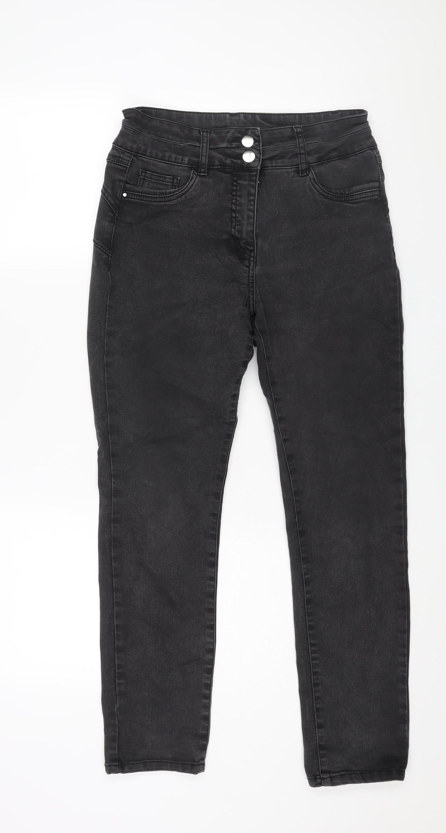 M&Co Womens Grey Cotton Skinny Jeans Size 12 L27 in Regular Zip