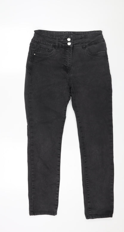 M&Co Womens Grey Cotton Skinny Jeans Size 12 L27 in Regular Zip