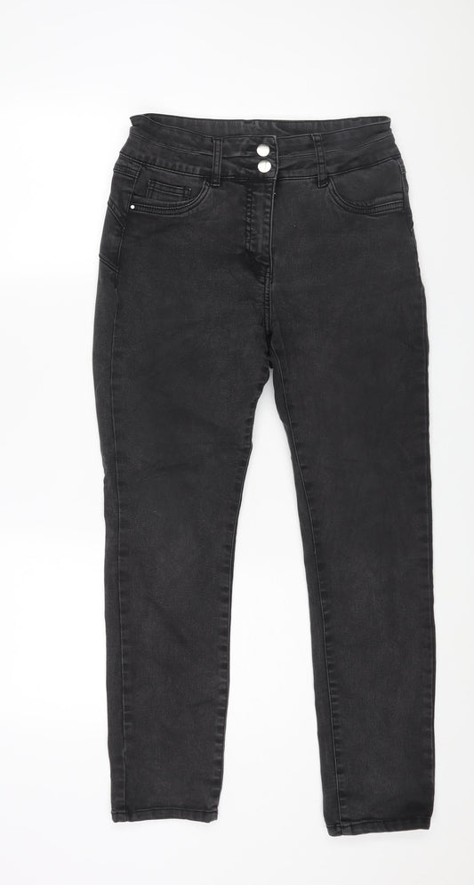 M&Co Womens Grey Cotton Skinny Jeans Size 12 L27 in Regular Zip