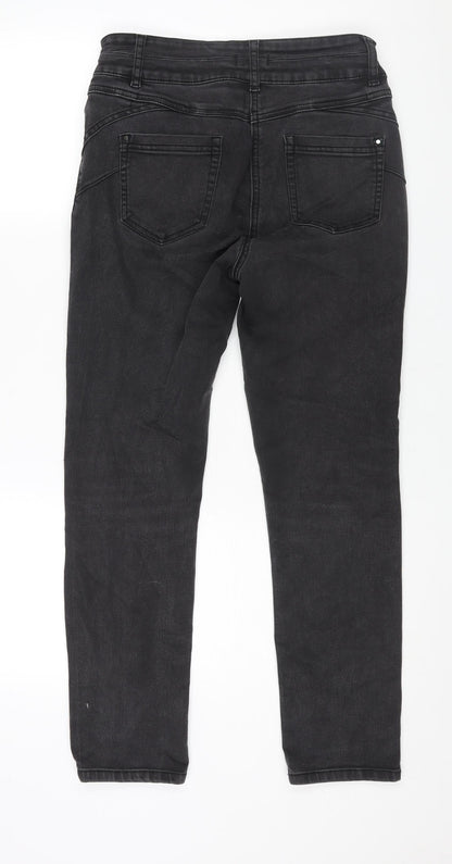 M&Co Womens Grey Cotton Skinny Jeans Size 12 L27 in Regular Zip