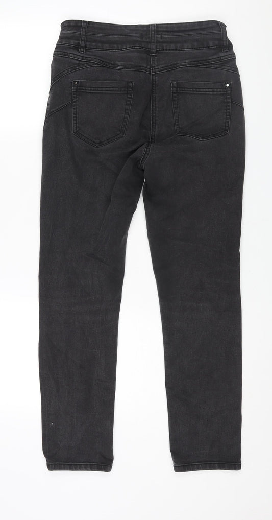 M&Co Womens Grey Cotton Skinny Jeans Size 12 L27 in Regular Zip