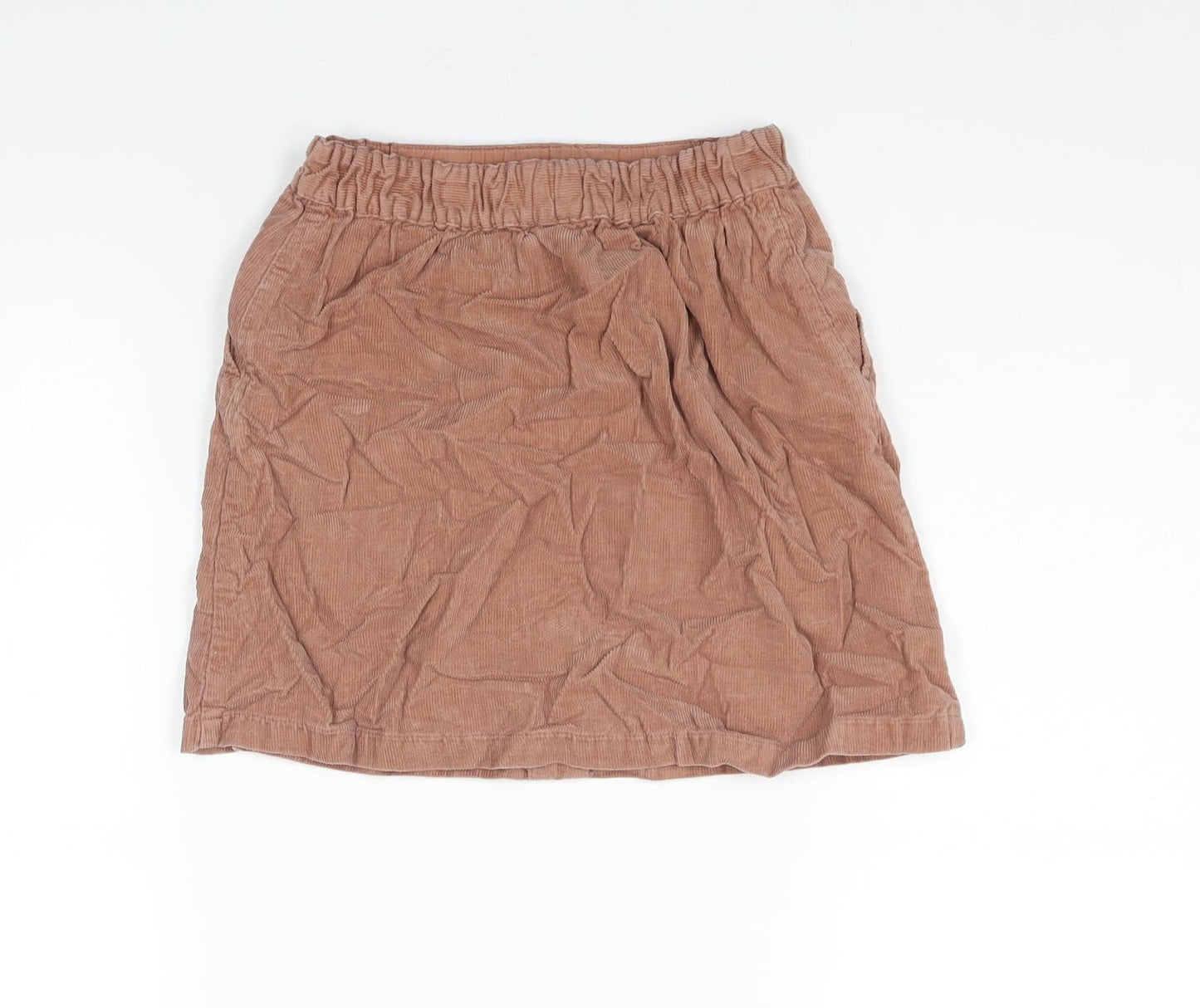 Uniqlo Girls Pink Cotton A-Line Skirt Size 7-8 Years Regular Pull On - Button Detail