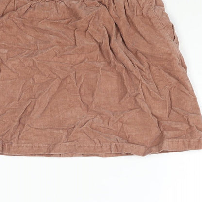 Uniqlo Girls Pink Cotton A-Line Skirt Size 7-8 Years Regular Pull On - Button Detail