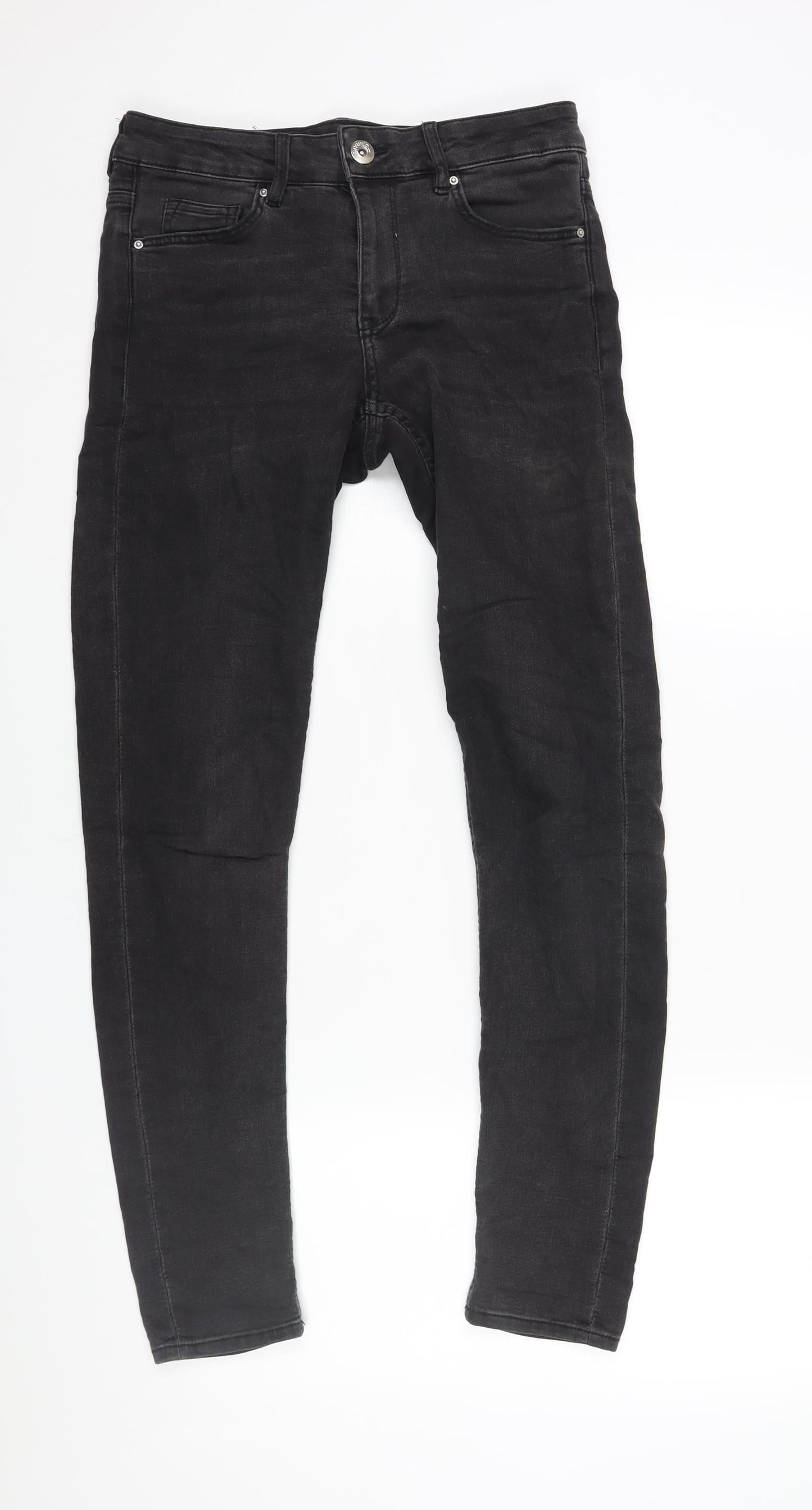 Divided by H&M Womens Black Cotton Skinny Jeans Size 8 L28 in Regular Zip