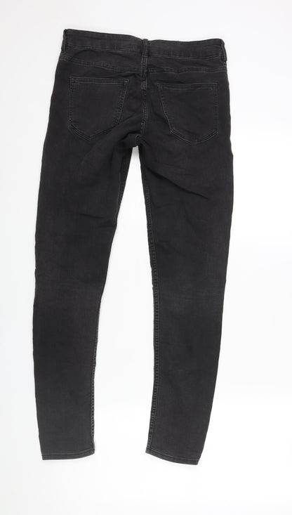 Divided by H&M Womens Black Cotton Skinny Jeans Size 8 L28 in Regular Zip