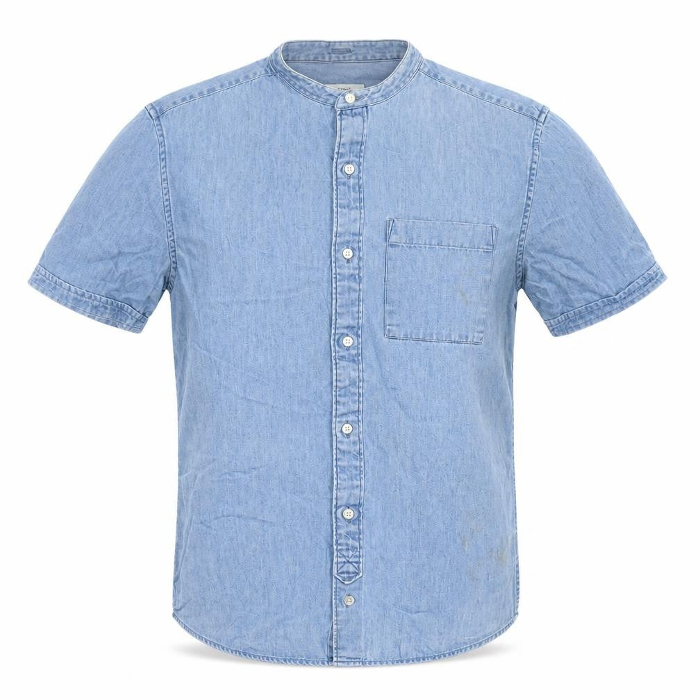 NEXT Mens Blue Cotton Button-Up Size S Round Neck Button