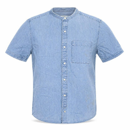 NEXT Mens Blue Cotton Button-Up Size S Round Neck Button