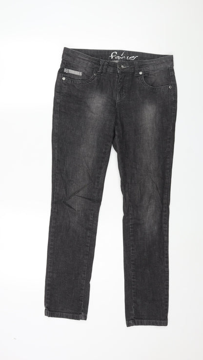 Falmer Womens Grey Cotton Straight Jeans Size 8 L29 in Regular Zip