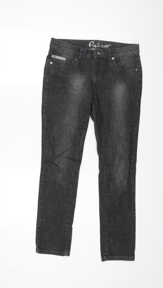 Falmer Womens Grey Cotton Straight Jeans Size 8 L29 in Regular Zip