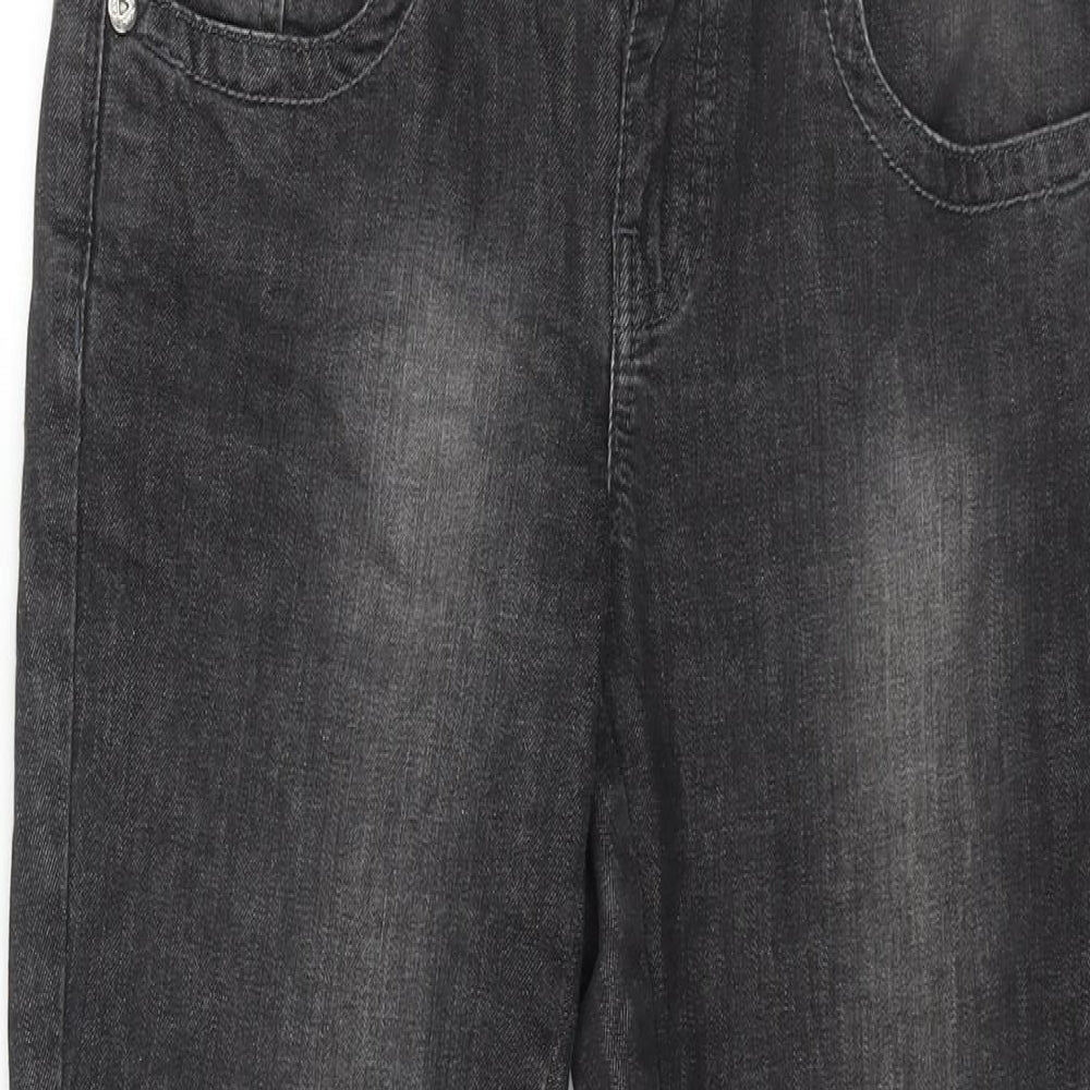 Falmer Womens Grey Cotton Straight Jeans Size 8 L29 in Regular Zip