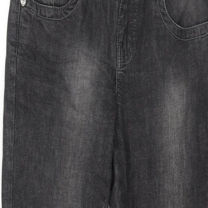 Falmer Womens Grey Cotton Straight Jeans Size 8 L29 in Regular Zip