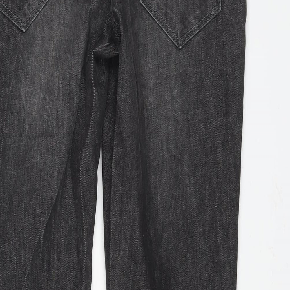 Falmer Womens Grey Cotton Straight Jeans Size 8 L29 in Regular Zip