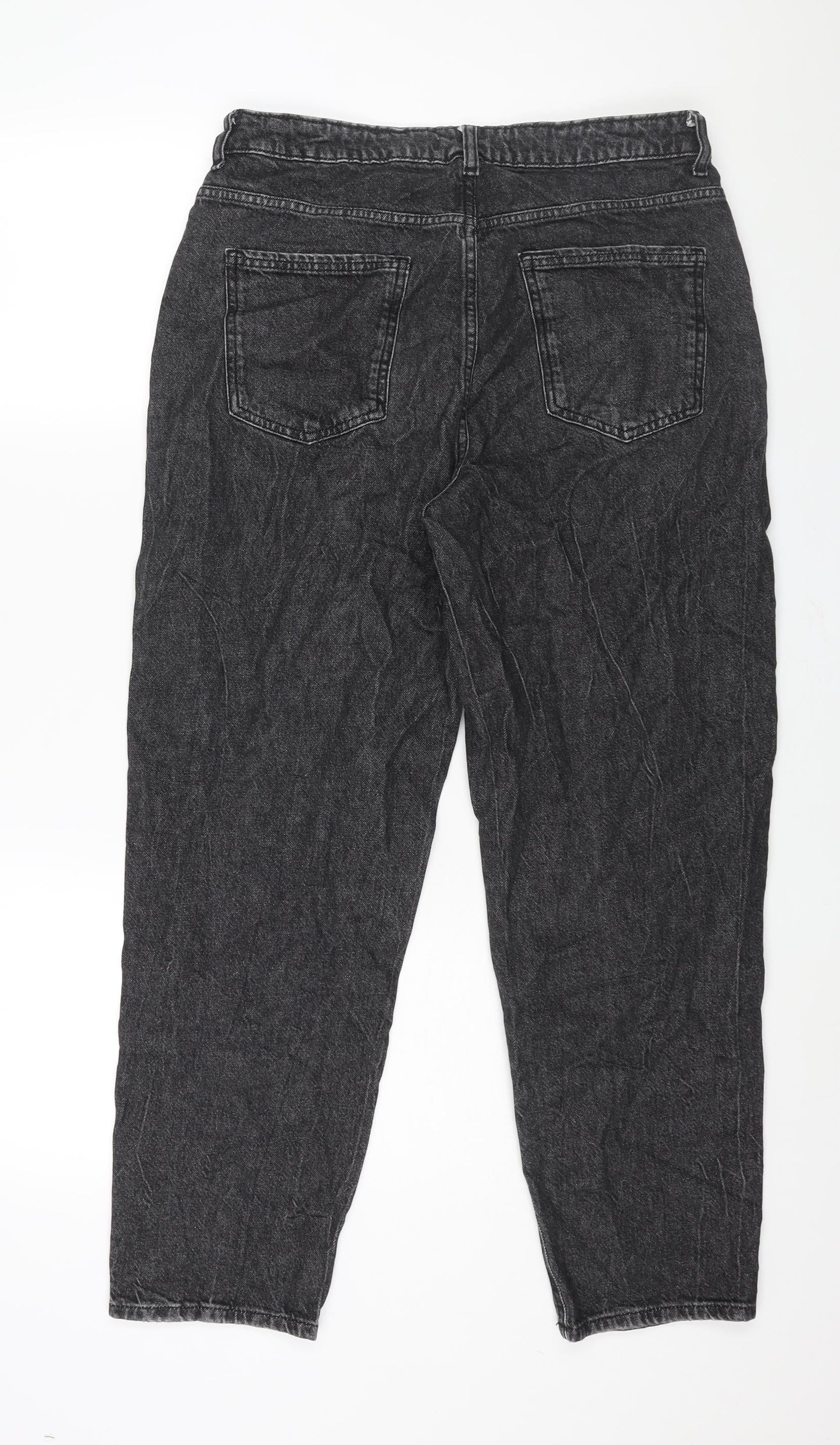 George Womens Black Cotton Mom Jeans Size 14 L28 in Regular Zip