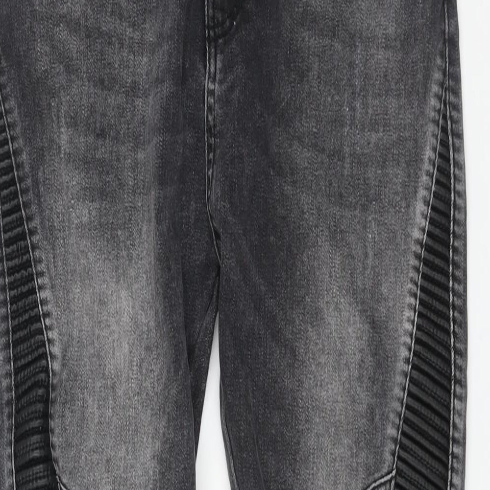 Zara Mens Grey Cotton Skinny Jeans Size 32 in L30 in Regular Zip - Biker Style