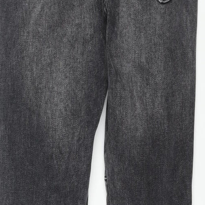 Zara Mens Grey Cotton Skinny Jeans Size 32 in L30 in Regular Zip - Biker Style